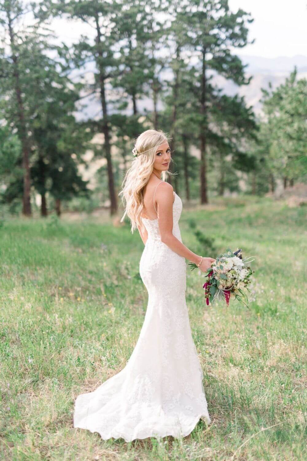 Bride in lace Trumpet-Mermaid Wedding Dress photo by Sarah Tribett Photography